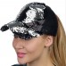  s Ponytail Adjustable Baseball Cap Sequins Shiny Messy Bun Hat Sun Caps  eb-33236227